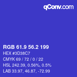 カラーコード: RGB 61.9 56.2 199 | qconv.com