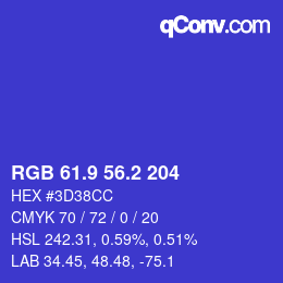 カラーコード: RGB 61.9 56.2 204 | qconv.com