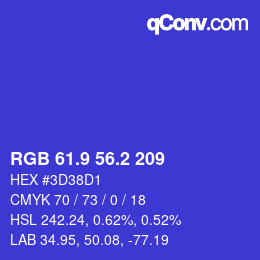 カラーコード: RGB 61.9 56.2 209 | qconv.com