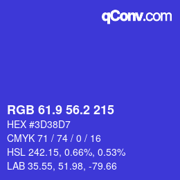 カラーコード: RGB 61.9 56.2 215 | qconv.com