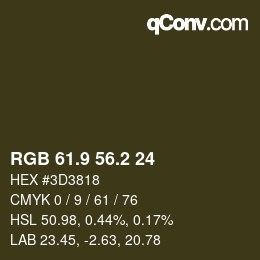 Color code: RGB 61.9 56.2 24 | qconv.com
