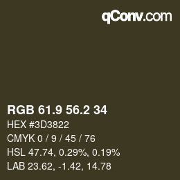 カラーコード: RGB 61.9 56.2 34 | qconv.com