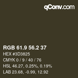Color code: RGB 61.9 56.2 37 | qconv.com