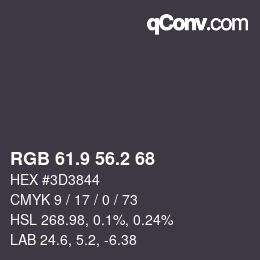 カラーコード: RGB 61.9 56.2 68 | qconv.com