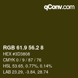 カラーコード: RGB 61.9 56.2 8 | qconv.com
