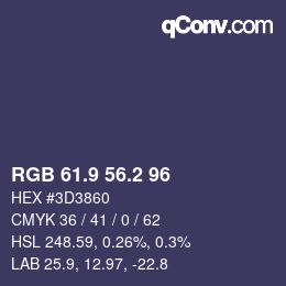 カラーコード: RGB 61.9 56.2 96 | qconv.com