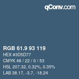 カラーコード: RGB 61.9 93 119 | qconv.com