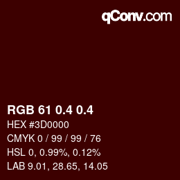 カラーコード: RGB 61 0.4 0.4 | qconv.com