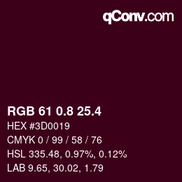 カラーコード: RGB 61 0.8 25.4 | qconv.com