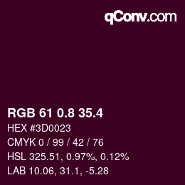 カラーコード: RGB 61 0.8 35.4 | qconv.com