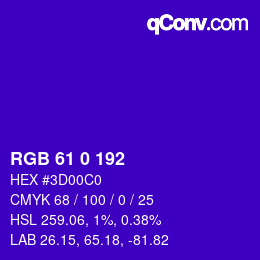 Code couleur: RGB 61 0 192 | qconv.com