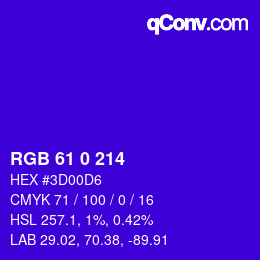 カラーコード: RGB 61 0 214 | qconv.com