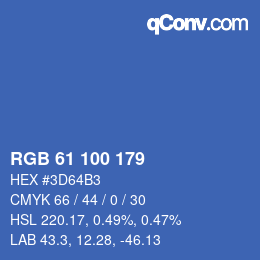 Color code: RGB 61 100 179 | qconv.com