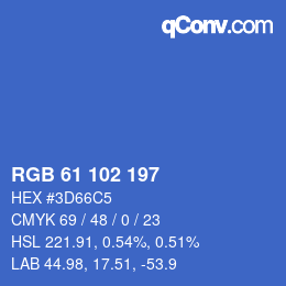 Color code: RGB 61 102 197 | qconv.com