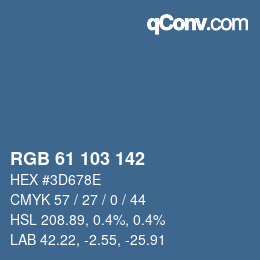 Color code: RGB 61 103 142 | qconv.com