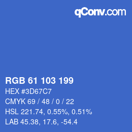 颜色代码: RGB 61 103 199 | qconv.com