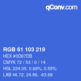 Color code: RGB 61 103 219 | qconv.com