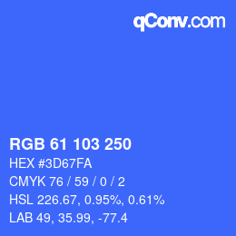 Color code: RGB 61 103 250 | qconv.com