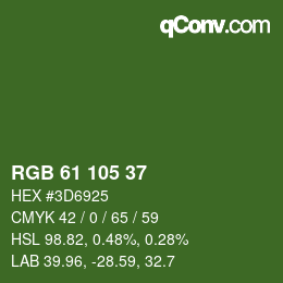 カラーコード: RGB 61 105 37 | qconv.com