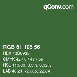 Color code: RGB 61 105 56 | qconv.com
