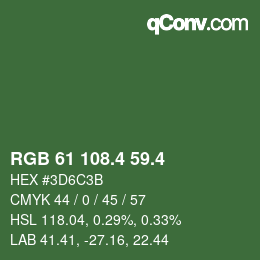 カラーコード: RGB 61 108.4 59.4 | qconv.com