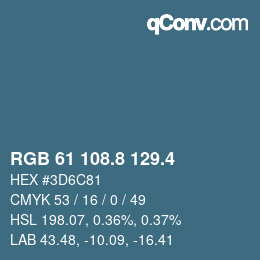 カラーコード: RGB 61 108.8 129.4 | qconv.com