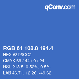 カラーコード: RGB 61 108.8 194.4 | qconv.com