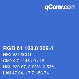 カラーコード: RGB 61 108.8 209.4 | qconv.com