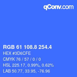 カラーコード: RGB 61 108.8 254.4 | qconv.com