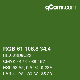 カラーコード: RGB 61 108.8 34.4 | qconv.com