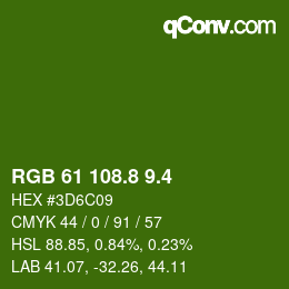 カラーコード: RGB 61 108.8 9.4 | qconv.com