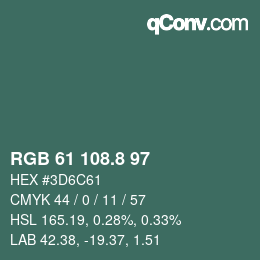 カラーコード: RGB 61 108.8 97 | qconv.com