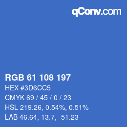 カラーコード: RGB 61 108 197 | qconv.com