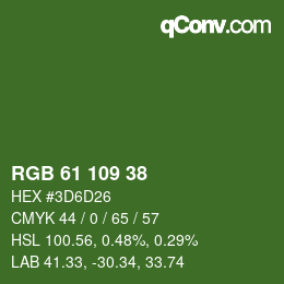 Color code: RGB 61 109 38 | qconv.com