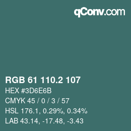 カラーコード: RGB 61 110.2 107 | qconv.com