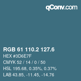 カラーコード: RGB 61 110.2 127.6 | qconv.com