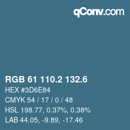カラーコード: RGB 61 110.2 132.6 | qconv.com