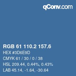 カラーコード: RGB 61 110.2 157.6 | qconv.com