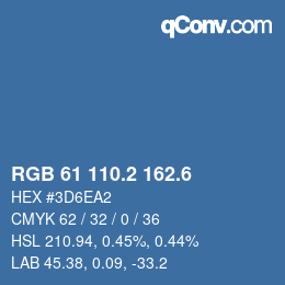 カラーコード: RGB 61 110.2 162.6 | qconv.com