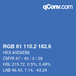 カラーコード: RGB 61 110.2 182.6 | qconv.com