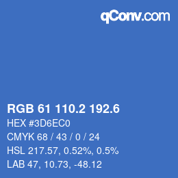 カラーコード: RGB 61 110.2 192.6 | qconv.com