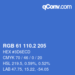 カラーコード: RGB 61 110.2 205 | qconv.com