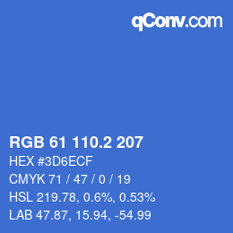カラーコード: RGB 61 110.2 207 | qconv.com
