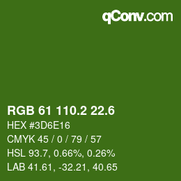 カラーコード: RGB 61 110.2 22.6 | qconv.com