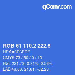 カラーコード: RGB 61 110.2 222.6 | qconv.com