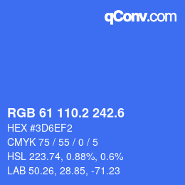 カラーコード: RGB 61 110.2 242.6 | qconv.com