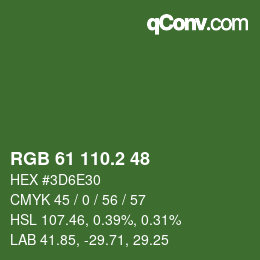 カラーコード: RGB 61 110.2 48 | qconv.com