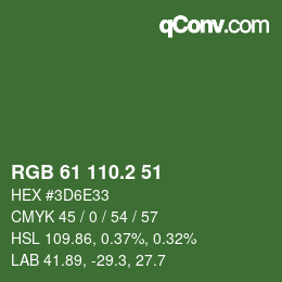 カラーコード: RGB 61 110.2 51 | qconv.com