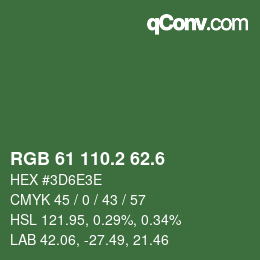 カラーコード: RGB 61 110.2 62.6 | qconv.com