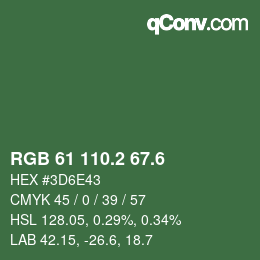 カラーコード: RGB 61 110.2 67.6 | qconv.com